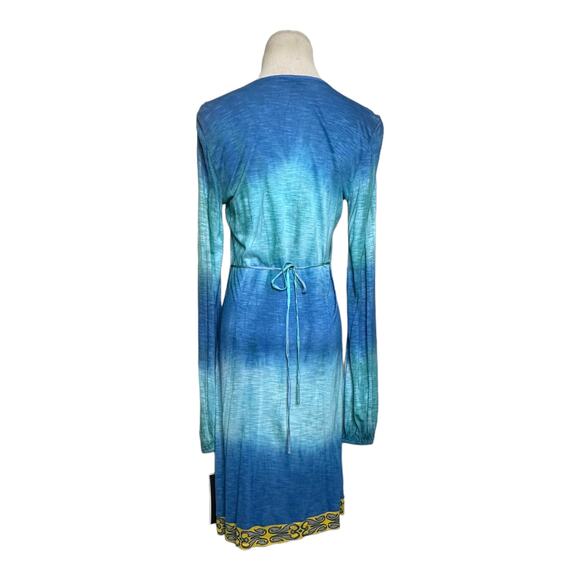 Hale Bob  Blue Yellow Tie Dye Long Sleeve Beaded Jersey Dress Size Small - Picture 3 of 13